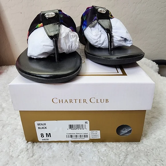 Charter Club Benjii sandals fabric cushioned flip flops sz 8m - Picture 2 of 15